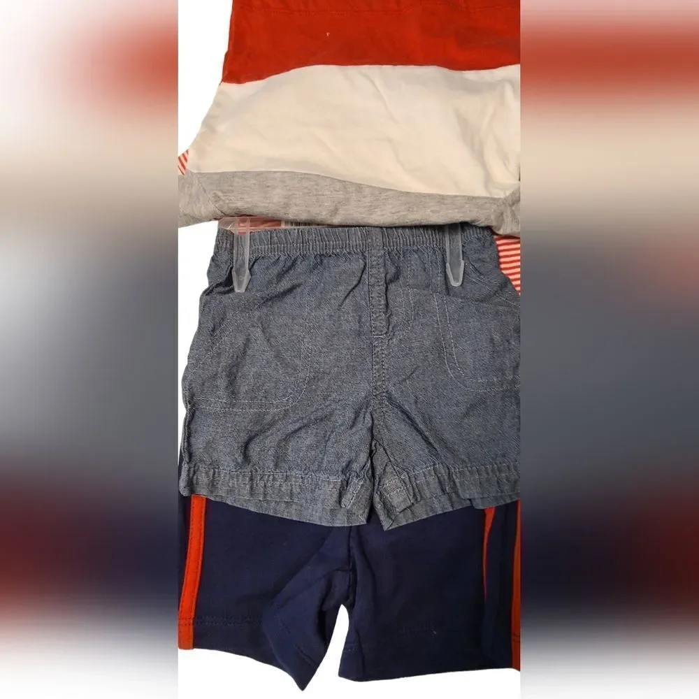 Carter's Matched Set Shorts Tees Onesies Patriotic Four Pcs Boys sz 9 mos